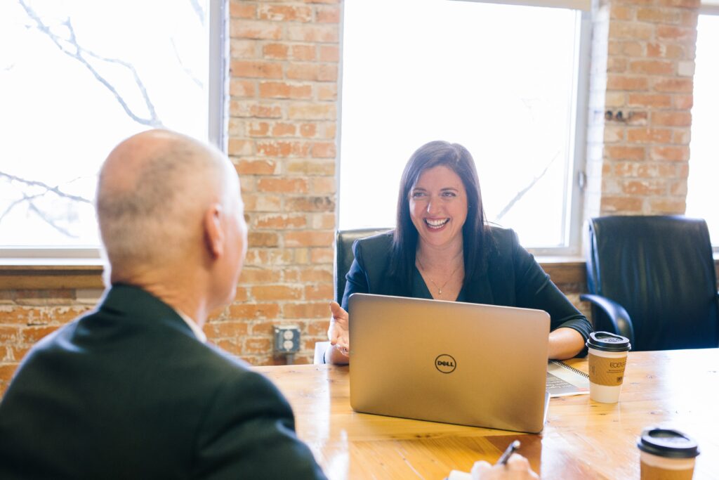 Man and woman having a meeting